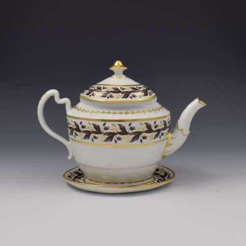 Flight & Barr Period Worcester Porcelain Teapot & Stand c.1800