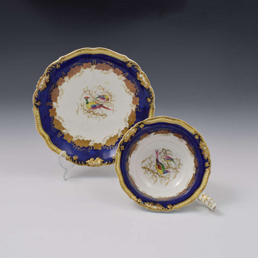 Grainger's Worcester Porcelain Fancy Birds Tea Cup & Saucer 1944