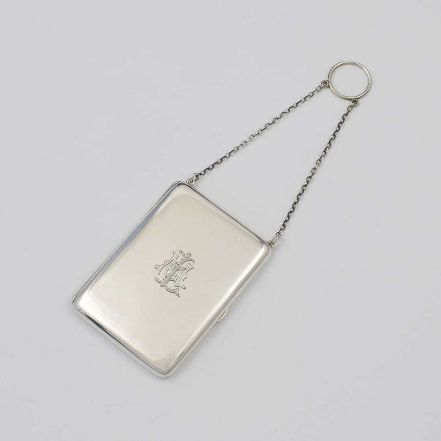 Unusual George V Sterling Silver Ladies Vanity Purse, Card Case & Compact