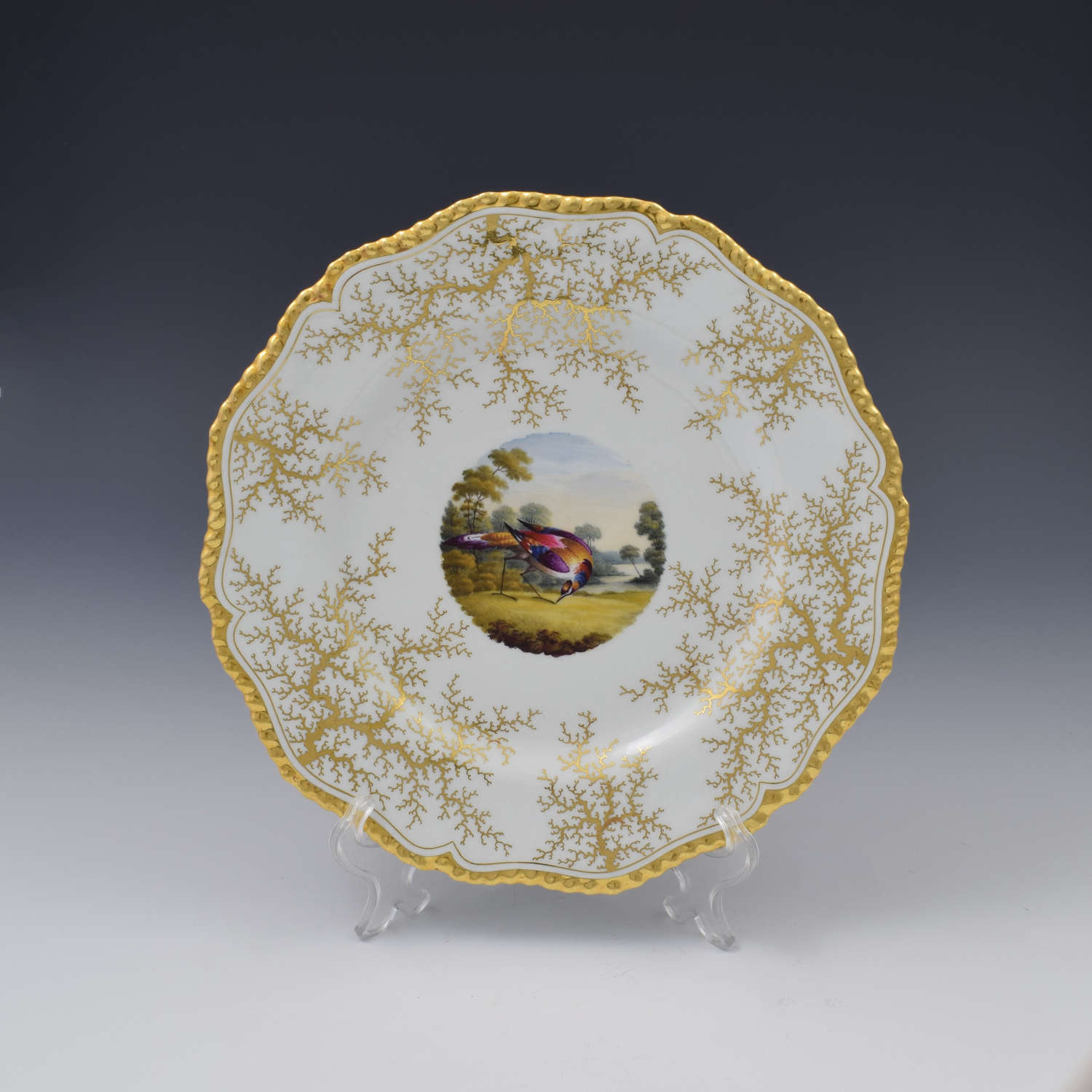 Flight Barr & Barr Worcester Porcelain Fancy Bird Dessert Plate c.1815
