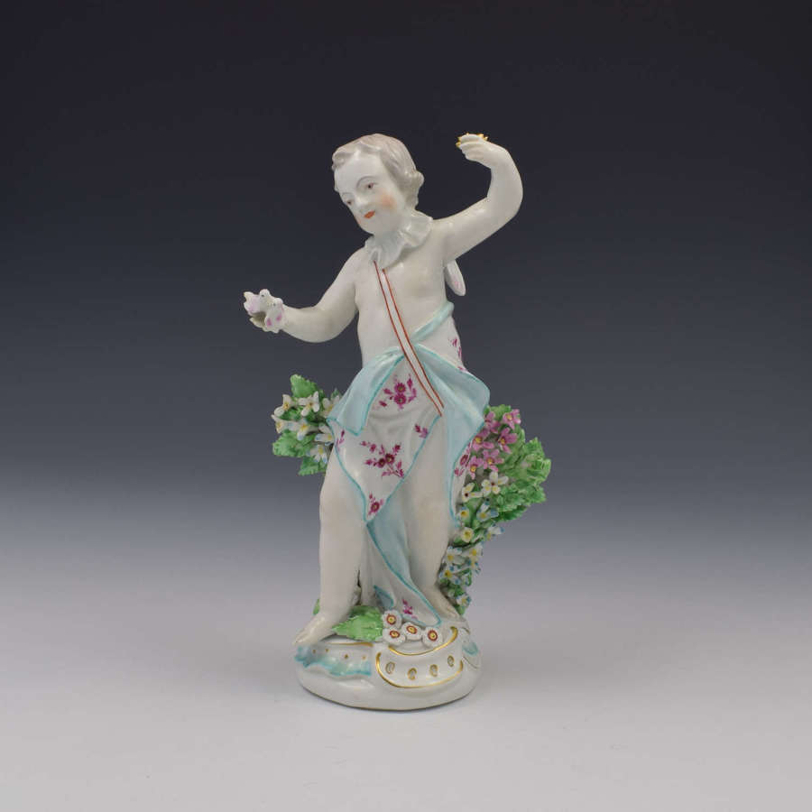 Rare Derby Porcelain Figure Cupid In Disguise Moneylender With Birds