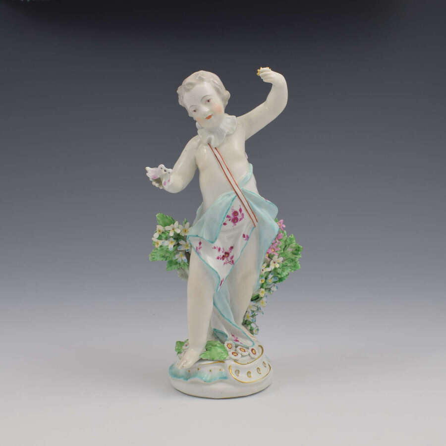 Rare Derby Porcelain Figure Cupid With Doves & Key c.1770