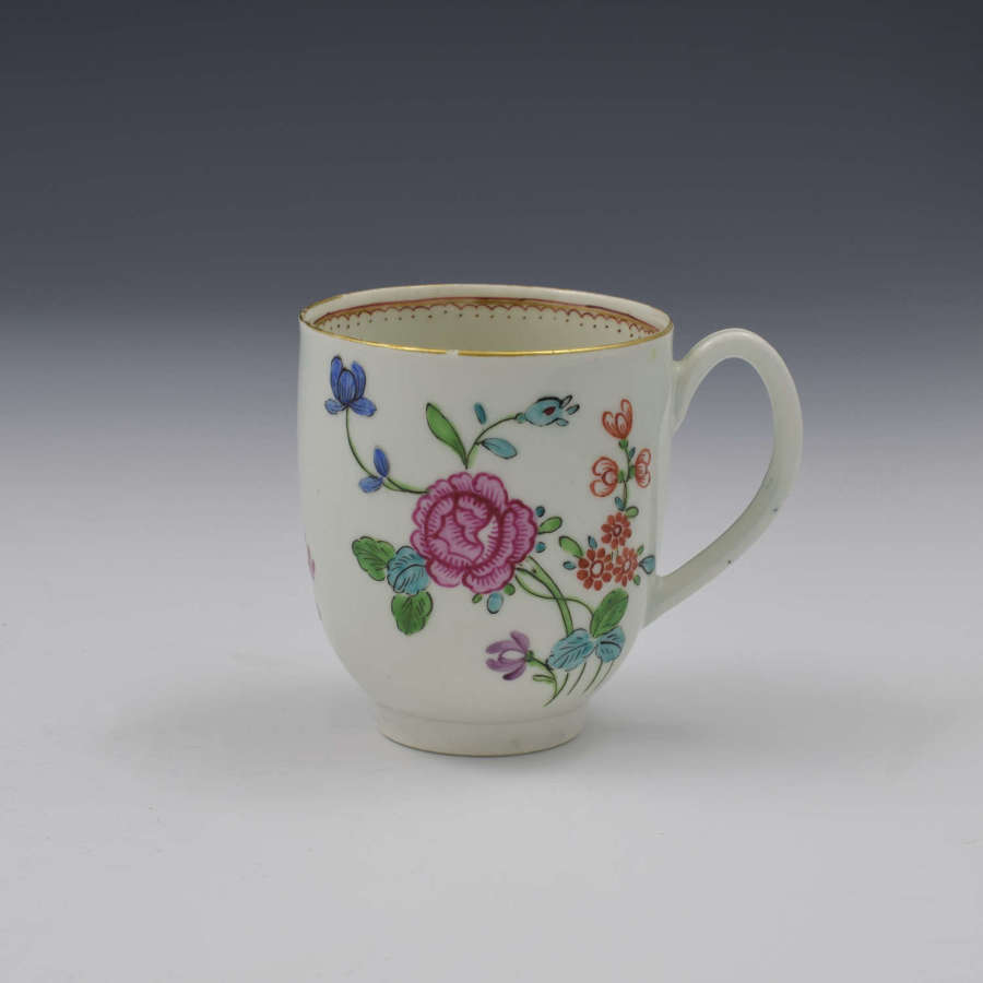 First Period Worcester Porcelain Floral Painted Coffee Cup c.1770
