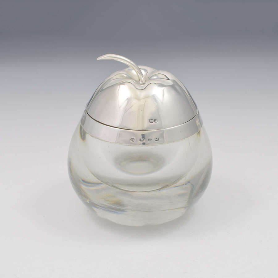 Unusual Victorian Sterling Silver & Glass Apple Sauce / Preserve Jar