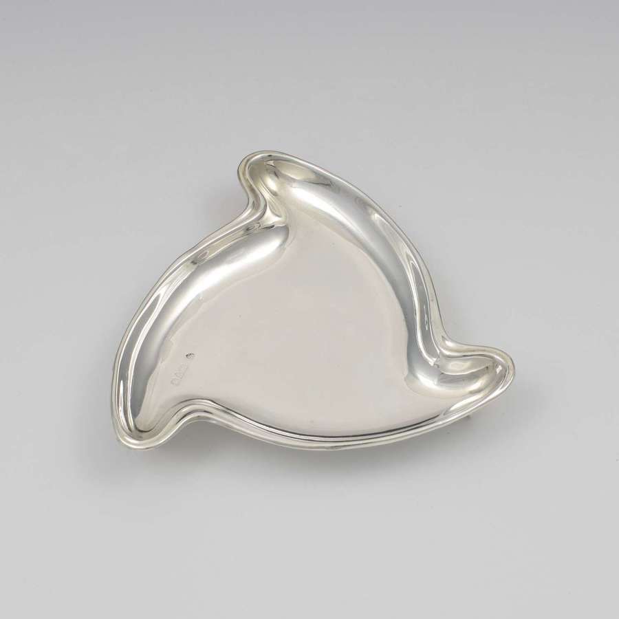 Art Deco Silver Triskelion Shaped Trinket / Pin Dish