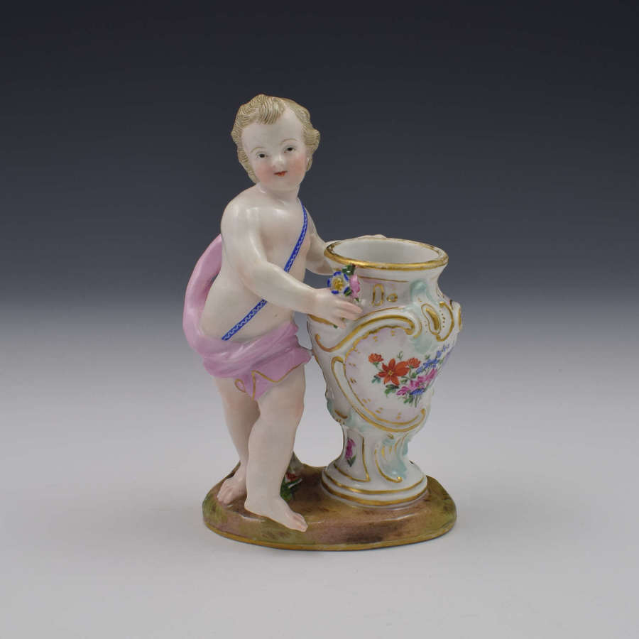 18th Century Meissen Porcelain Figure Of A Putto With Urn c.1760
