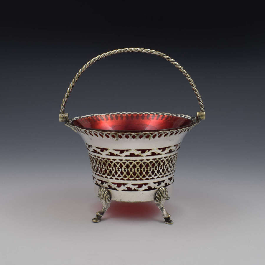 Victorian Silver Plated Pierced Sugar Basket / Bonbon Dish