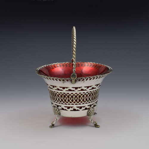 Victorian Silver Plated Pierced Sugar Basket / Bonbon Dish