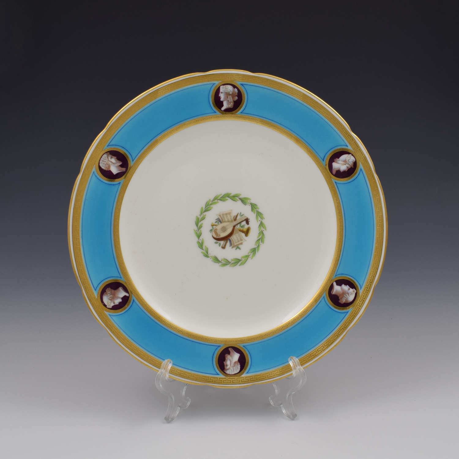 Victorian Minton Porcelain Sevres Style Celeste Bleu Dessert Plate