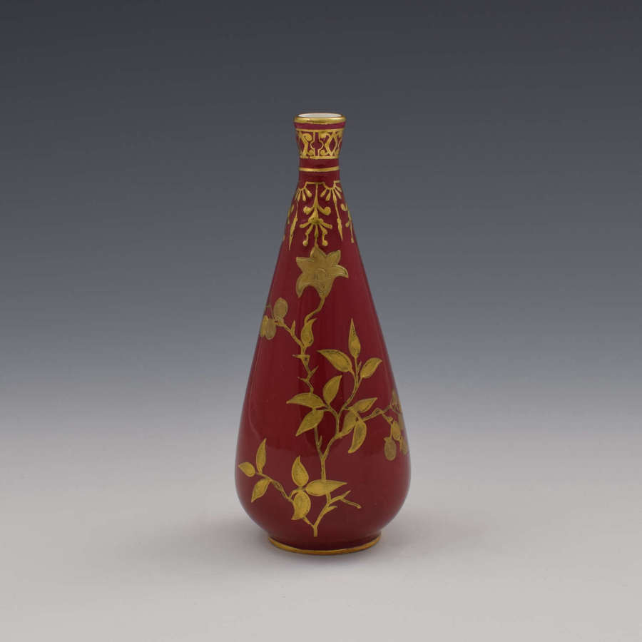 Victorian Royal Crown Derby Porcelain Miniature Stem / Bud Vase 1886