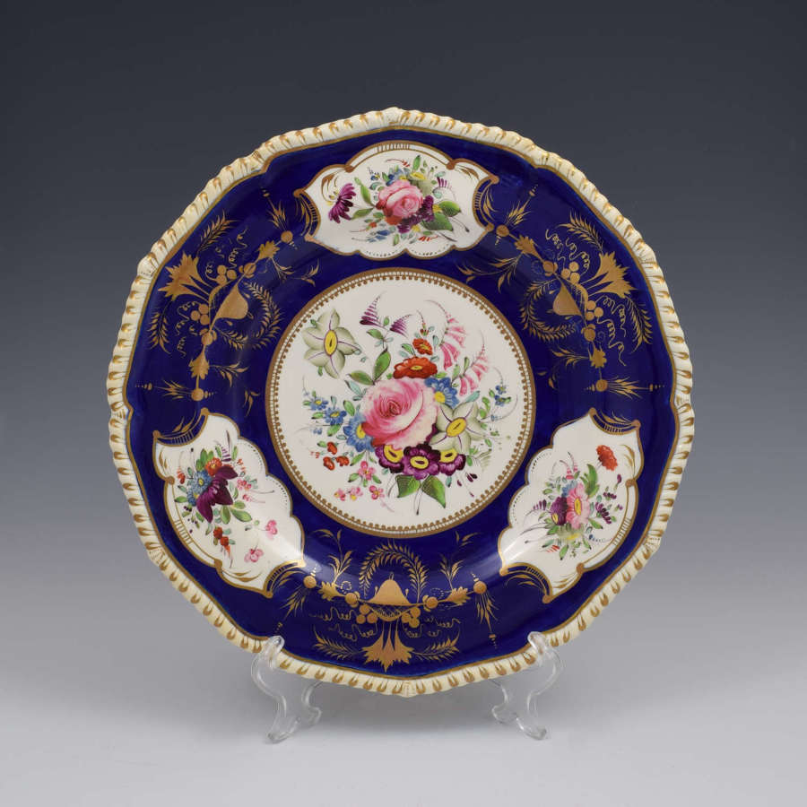 Bloor Derby Porcelain Dessert Plate Gadrooned Rim c.1825 (a)