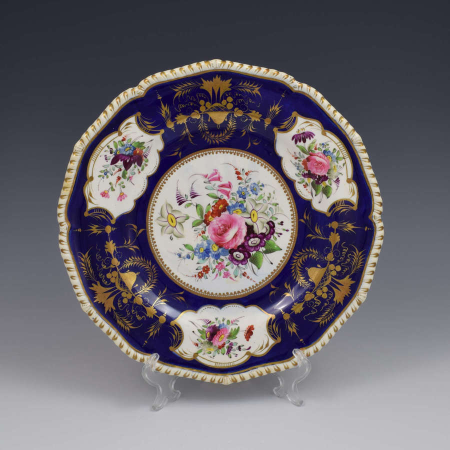 Bloor Derby Porcelain Dessert Plate Gadrooned Rim c.1825 (b)