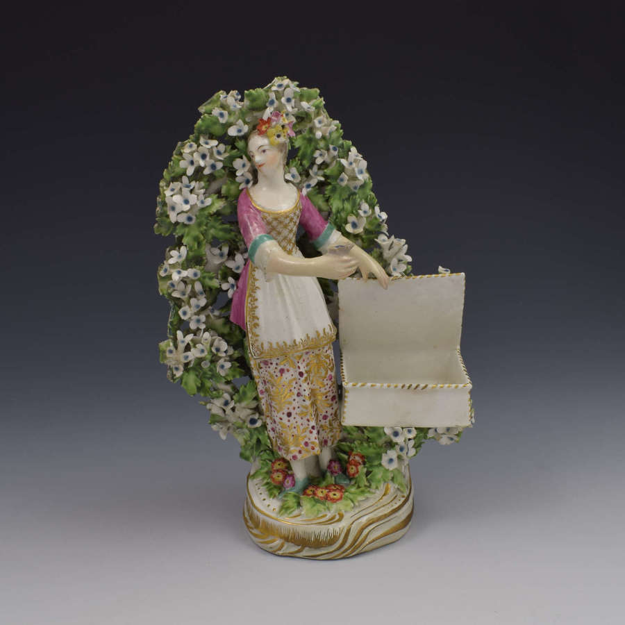 Rare Derby Porcelain Figure Lady Sweetmeat Holder c.1765