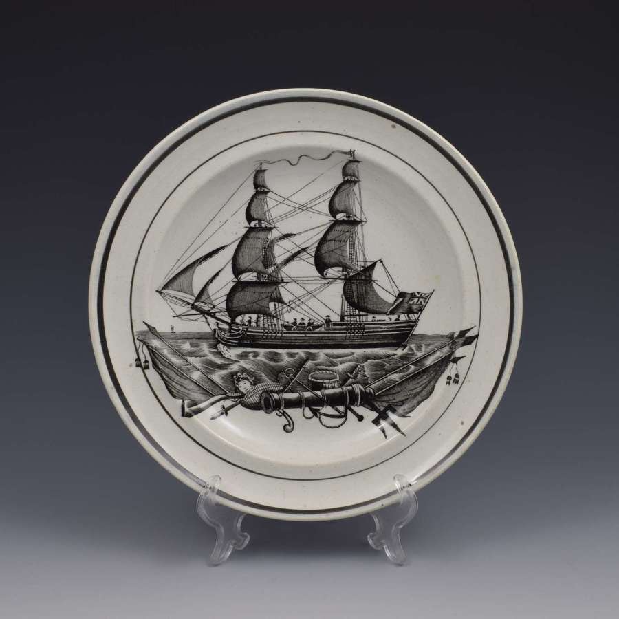 Dillwyn & Co. Swansea Creamware Sailing Ship Plate c.1830
