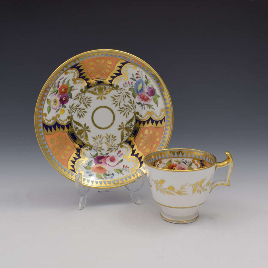 Georgian Ridgway Porcelain Coffee Cup & Saucer 2/585 c.1815