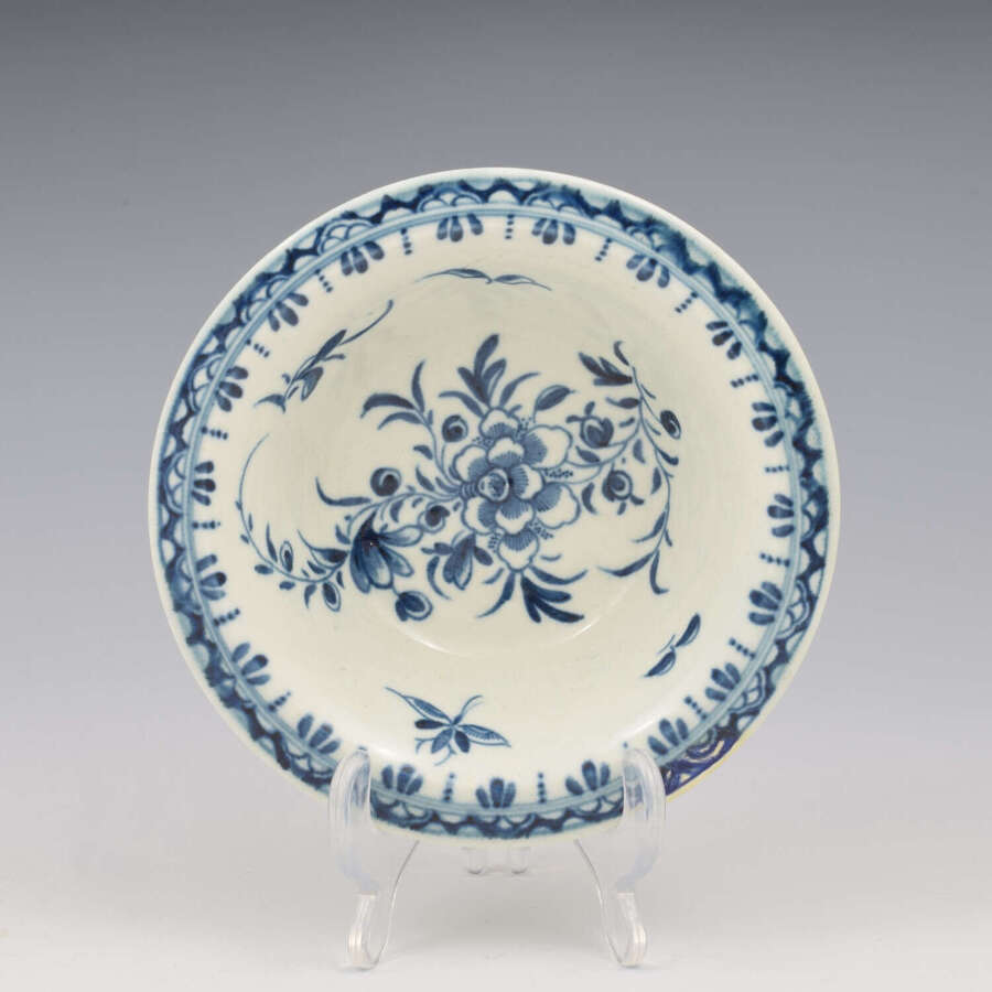 Rare Dr Wall / First Period Worcester Porcelain Small Patty / Tart Pan Peony Pattern c1765