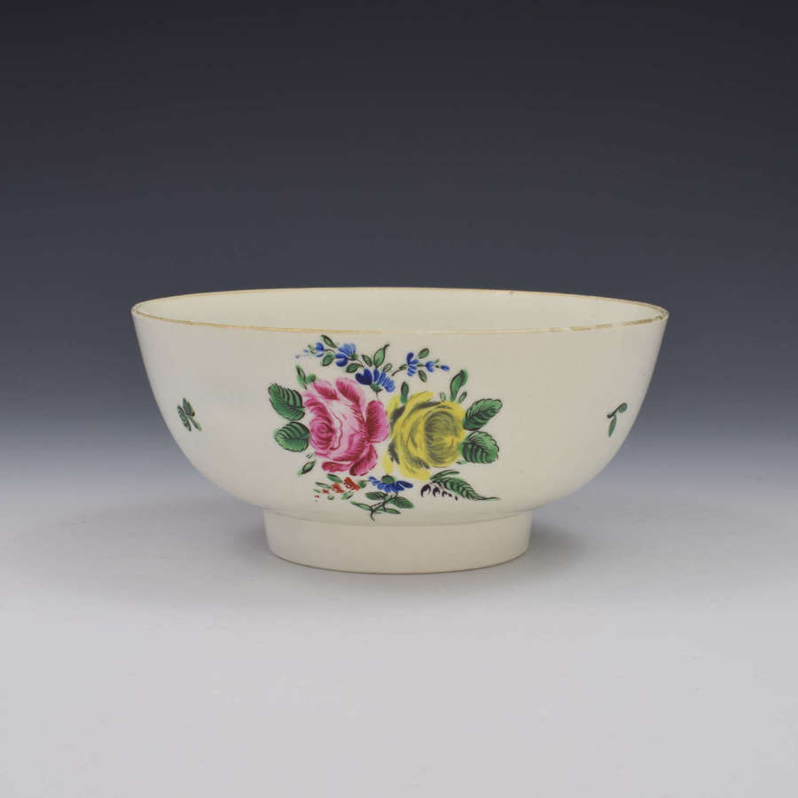 Large First Period Worcester Porcelain Polychrome Slop Bowl c.1765