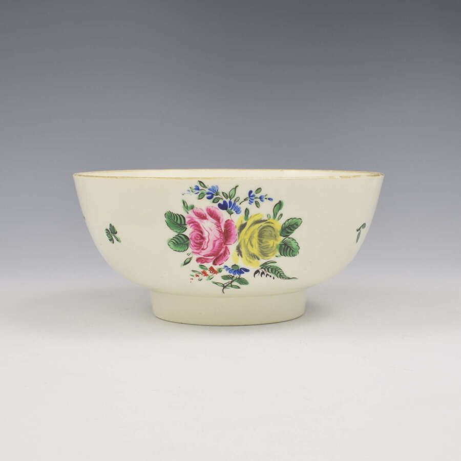 Large First Period Worcester Porcelain Polychrome Slop Bowl c.1765