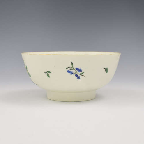 Large First Period Worcester Porcelain Polychrome Slop Bowl c.1765