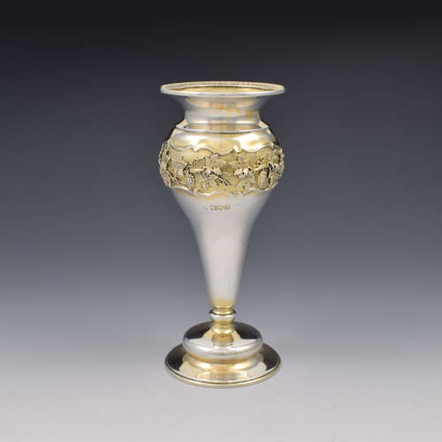 Fine Art Nouveau Silver Gilt Grape Vine Vase