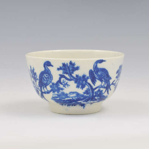 Dr Wall / First Period Worcester Porcelain Birds In Branches Tea Bowl & Saucer