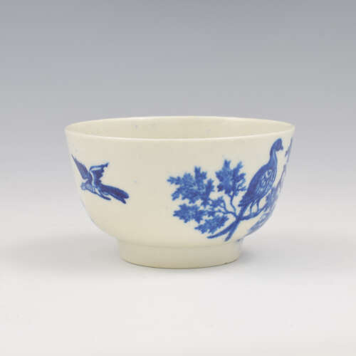 Dr Wall / First Period Worcester Porcelain Birds In Branches Tea Bowl & Saucer