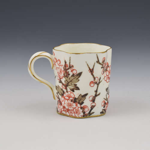 Victorian Coalport Porcelain Small Hawthorn Spiral Fluted Coffee Can