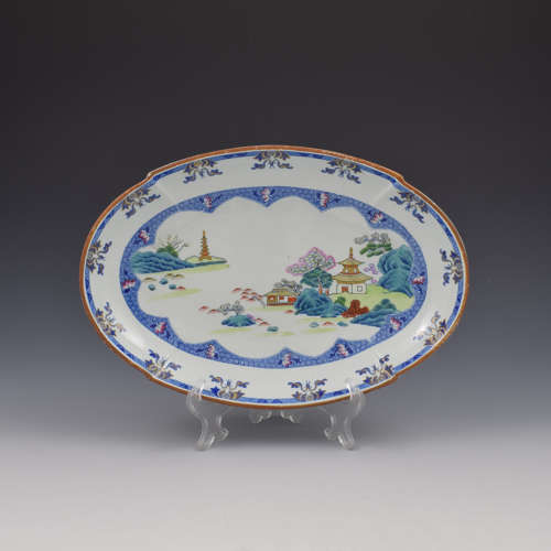 Pair Of Spode Stone China Chinoiserie Landscape Dessert Dishes 2857