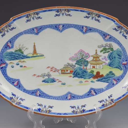 Pair Of Spode Stone China Chinoiserie Landscape Dessert Dishes 2857