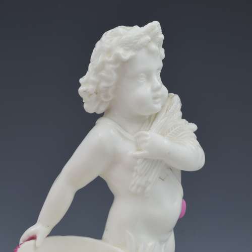Victorian Minton Pink & White Glazed Porcelain Figure Match Striker /