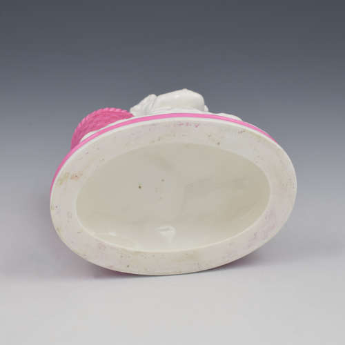 Victorian Minton Pink & White Glazed Porcelain Figure Match Striker /