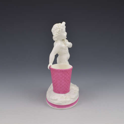 Victorian Minton Pink & White Glazed Porcelain Figure Match Striker /