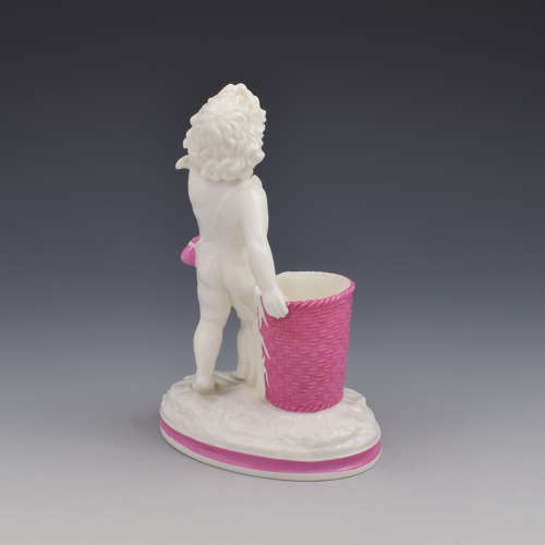 Victorian Minton Pink & White Glazed Porcelain Figure Match Striker /