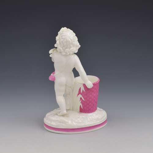 Victorian Minton Pink & White Glazed Porcelain Figure Match Striker /