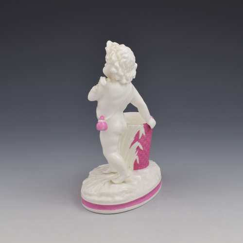 Victorian Minton Pink & White Glazed Porcelain Figure Match Striker /