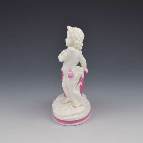 Victorian Minton Pink & White Glazed Porcelain Figure Match Striker /
