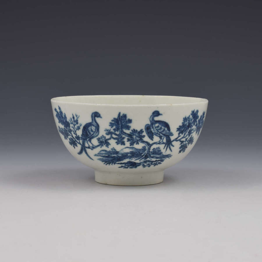First Period Worcester Porcelain Birds In Branches Slop Bowl c.1770