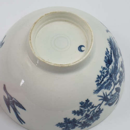 First Period Worcester Porcelain Birds In Branches Slop Bowl c.1770