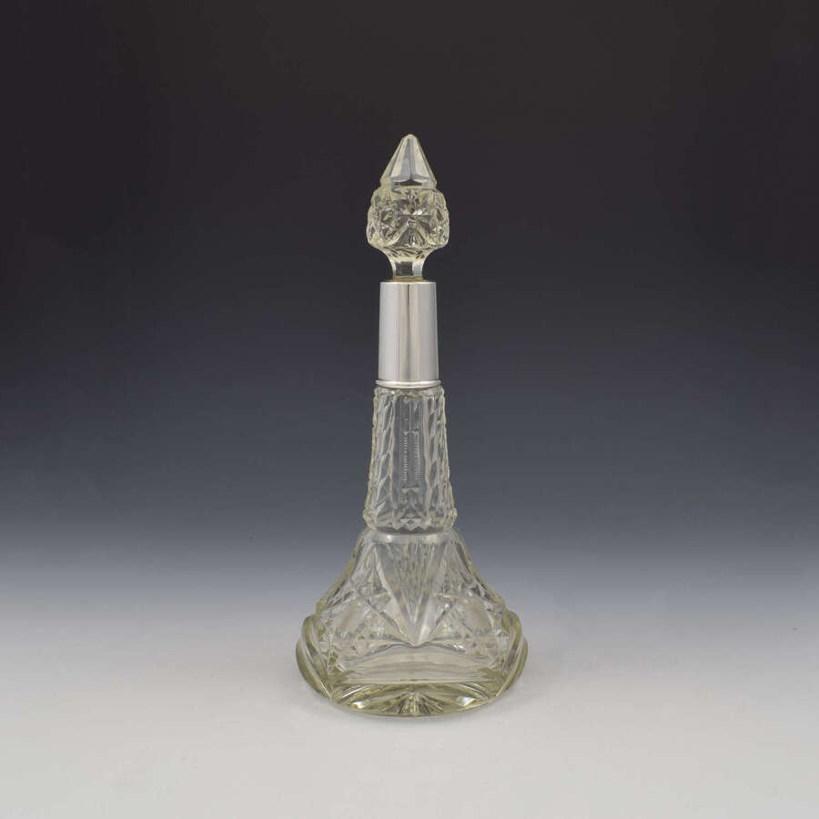 Gorgeous Large 11" Art Deco Silver & Cut Glass Scent Perfume Bottle