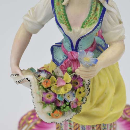Pair Of Minton Porcelain Candlestick Figures Flower & Fruit Sellers