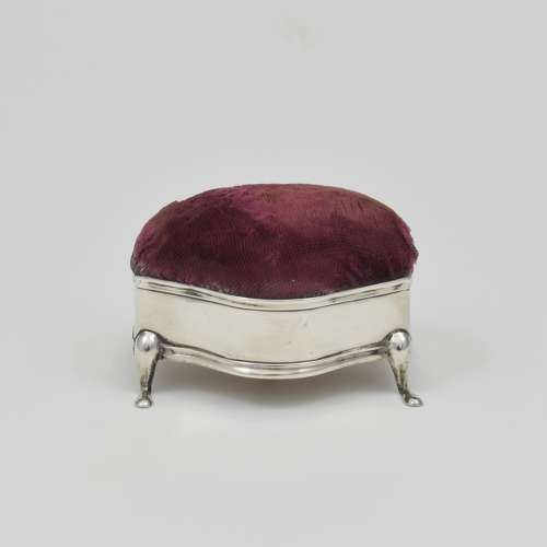 Antique Serpentine Shape Silver Pin Cushion 1910