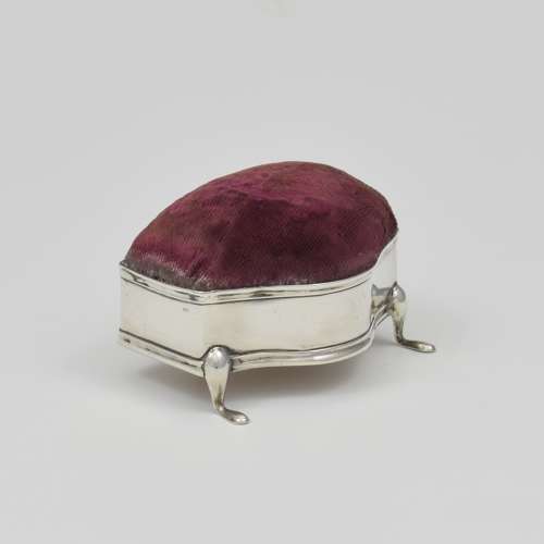 Antique Serpentine Shape Silver Pin Cushion 1910