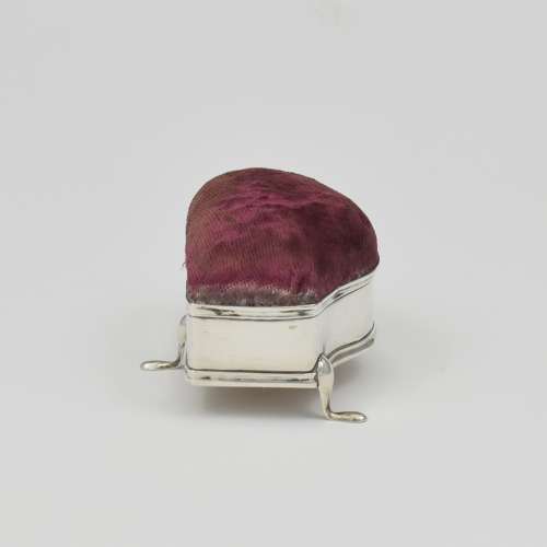 Antique Serpentine Shape Silver Pin Cushion 1910
