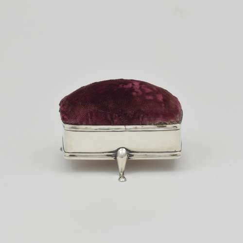 Antique Serpentine Shape Silver Pin Cushion 1910