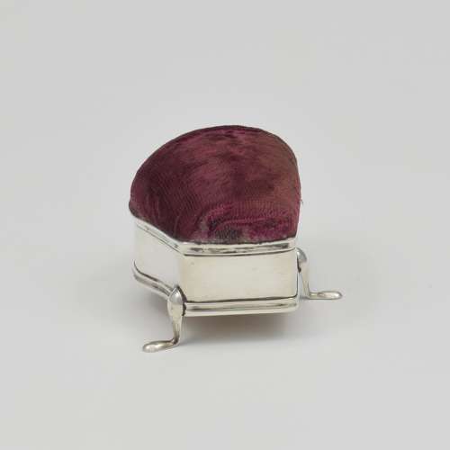 Antique Serpentine Shape Silver Pin Cushion 1910