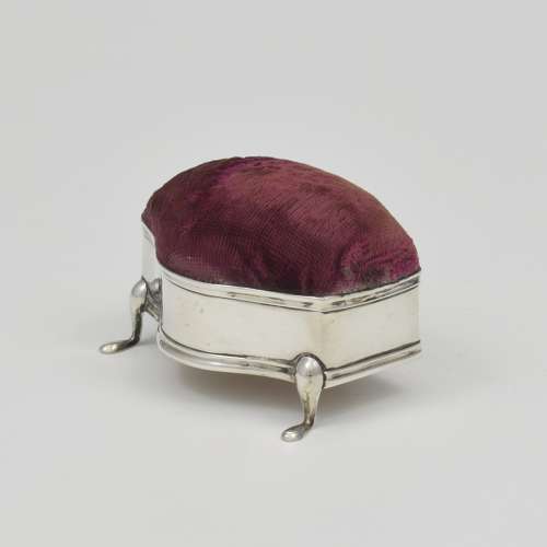 Antique Serpentine Shape Silver Pin Cushion 1910