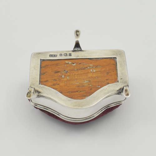 Antique Serpentine Shape Silver Pin Cushion 1910