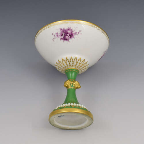Stunning Edwardian Royal Worcester Pedestal Bonbon Dish Dog Heads