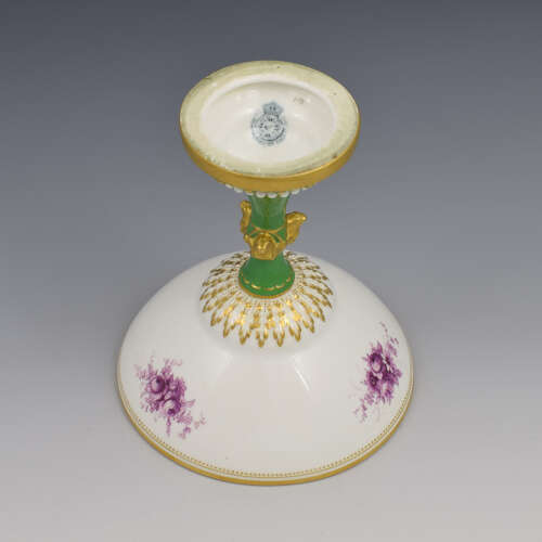 Stunning Edwardian Royal Worcester Pedestal Bonbon Dish Dog Heads