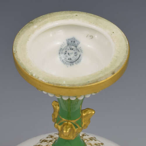 Stunning Edwardian Royal Worcester Pedestal Bonbon Dish Dog Heads